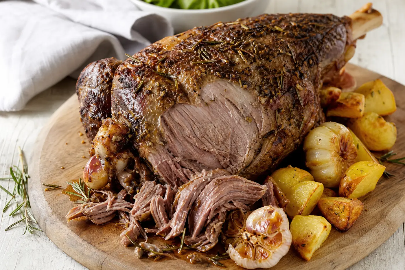 Slow-roast lamb shoulder with rosemary and garlic